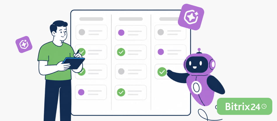 Reúne chats, tareas, archivos y reuniones en un solo espacio con los nuevos Proyectos con IA de Bitrix24. Trabaja con más contexto y menos cambios.