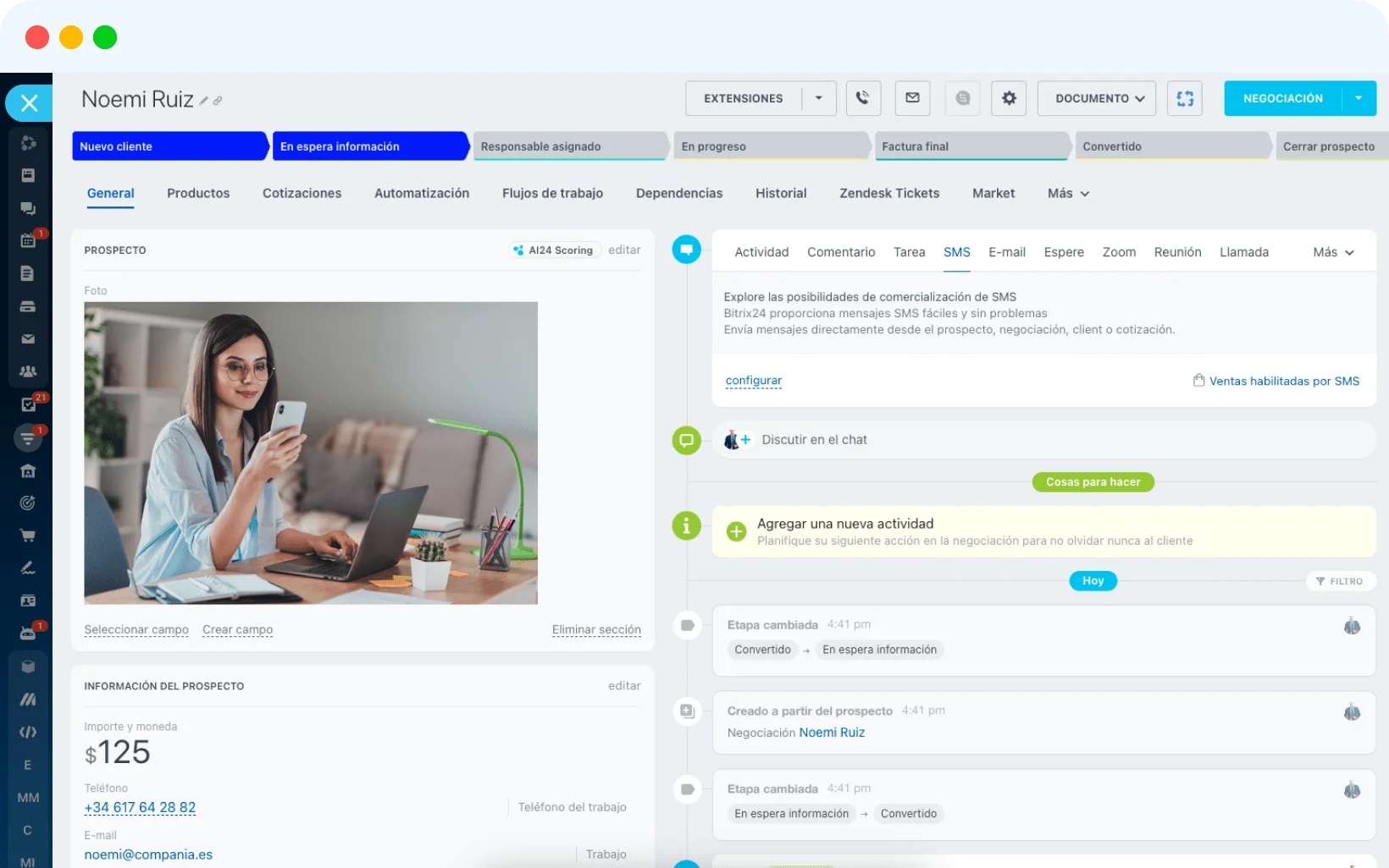 Envío de SMS e integración con redes sociales