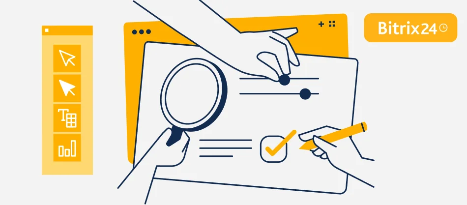 Centraliza manuales, políticas y procedimientos con Base de conocimientos 2.0 de Bitrix24. Organiza documentos por departamentos, controla permisos de acceso y mejora la colaboración para ahorrar tiempo y aumentar la productividad.