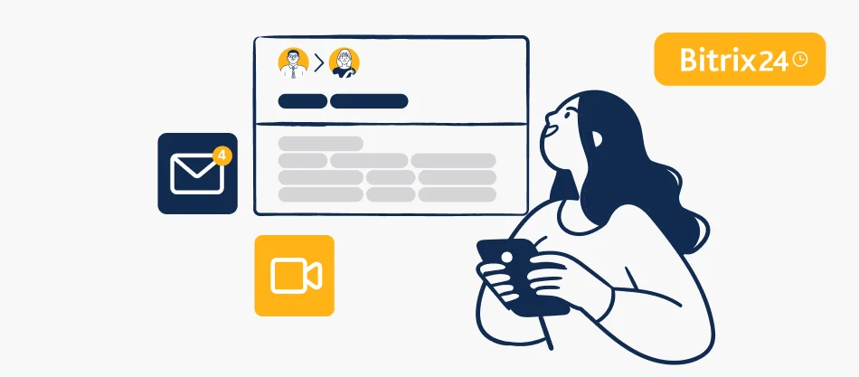 Gestiona llamadas y correos electrónicos desde la aplicación móvil de Bitrix24. Centraliza las comunicaciones, automatiza el seguimiento de clientes y mejora la productividad de tu equipo desde cualquier lugar.